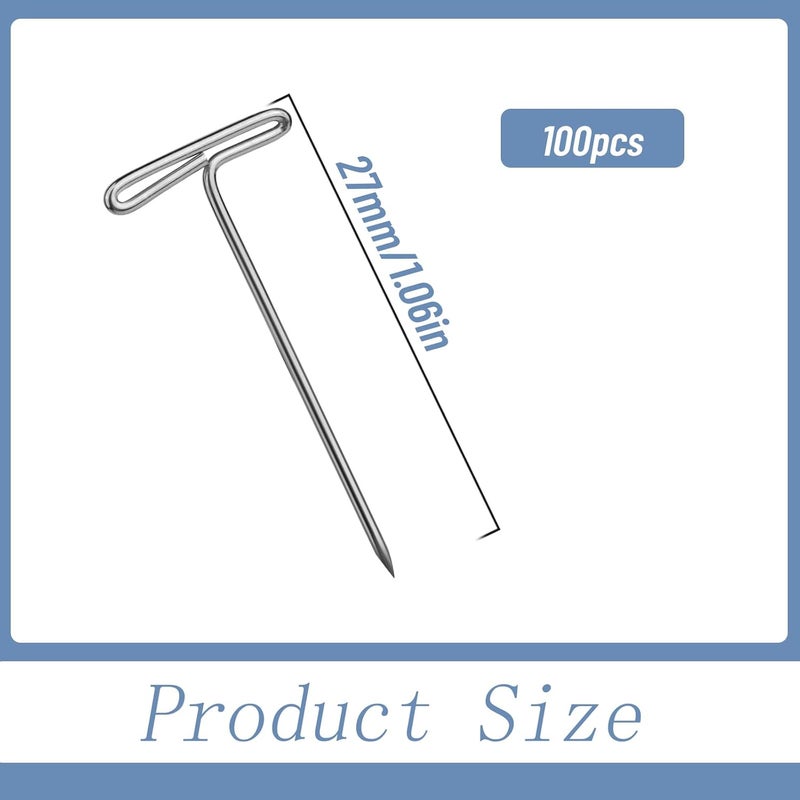 QMNNMA T Pins, 100 Pack 1 inch T Shape Sewing Pins for Blocking Knitting, Wig Pins Stainless Steel Push Pin Kit with Clear Box for Mannequin Head, Sewing, Crocheting and Modelling - Image 2